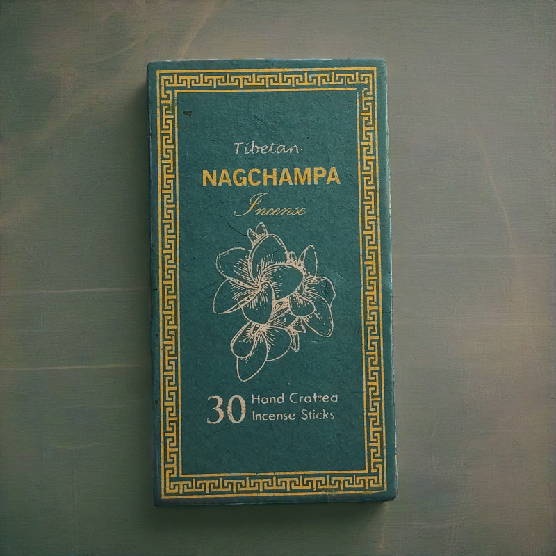 Zestaw kadzidełek himalajskich o zapachu nag champa z podstawką i 30 patyczkami.